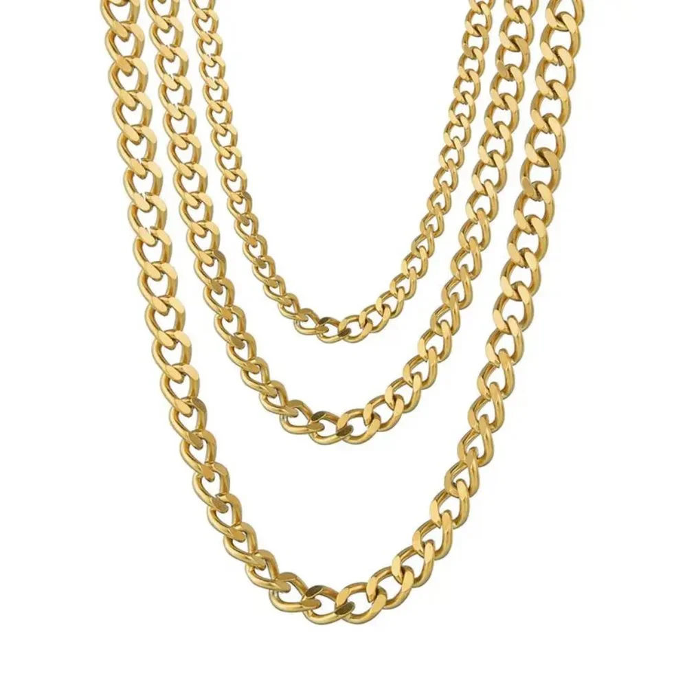 Men's Cuban Link Chain Silver Black Gold, Jewelry For Men 3 mm 23.6 inches